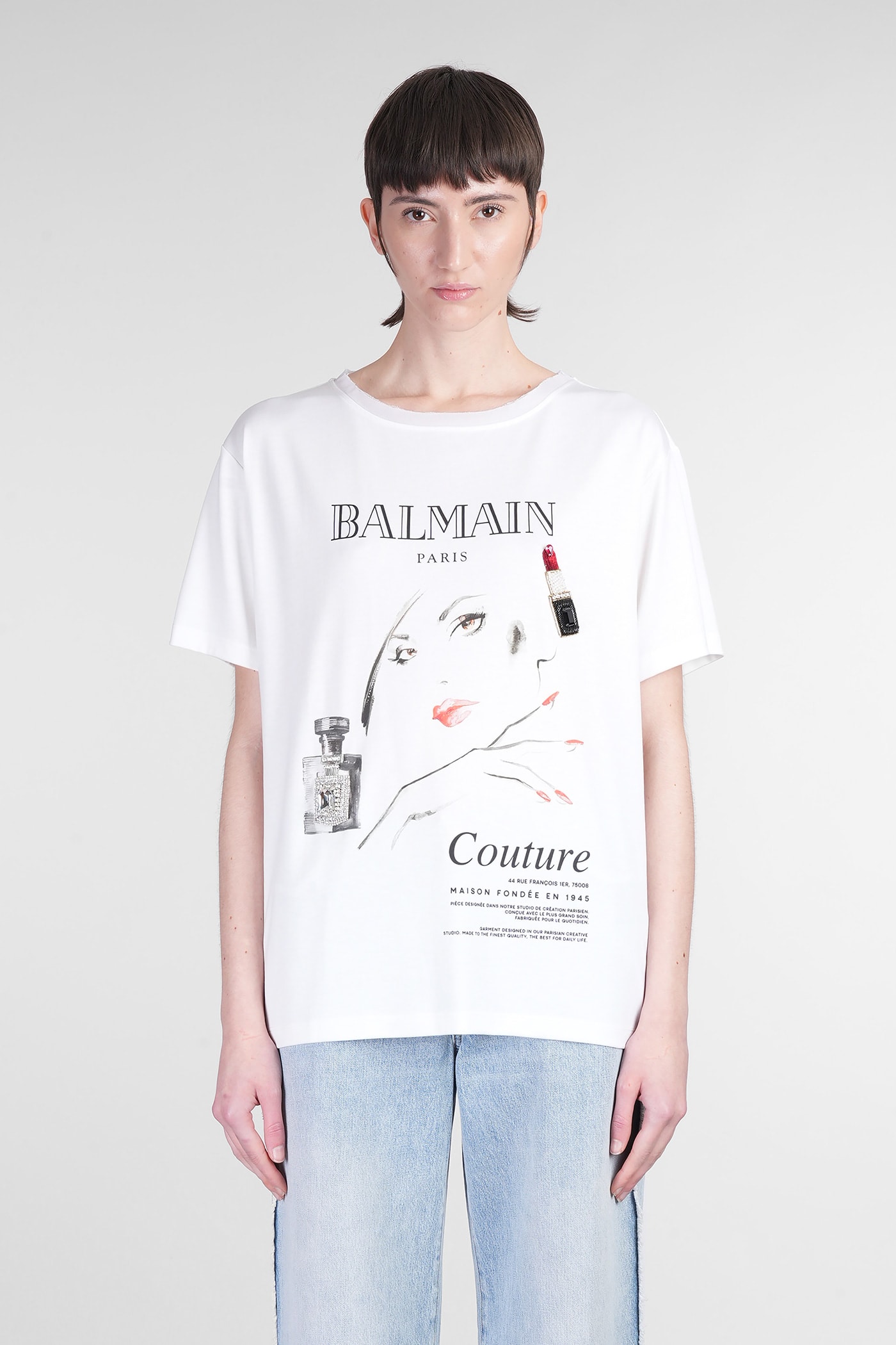 Balmain Beauty Print Embroidery Patches T-shirt