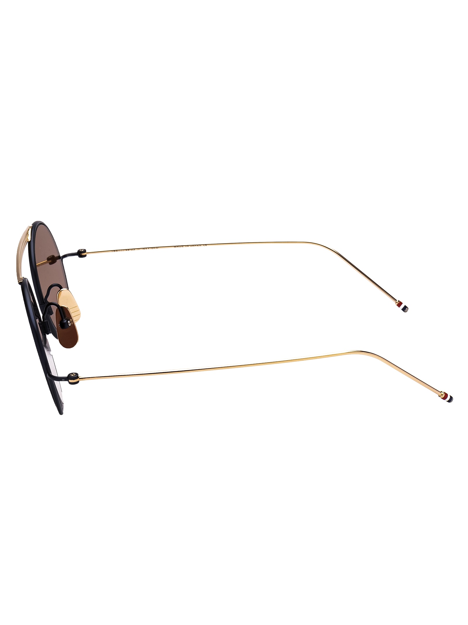 Shop Thom Browne Tb-111 Sunglasses In Matte Navy - White Gold W/ Dark Brown - Ar