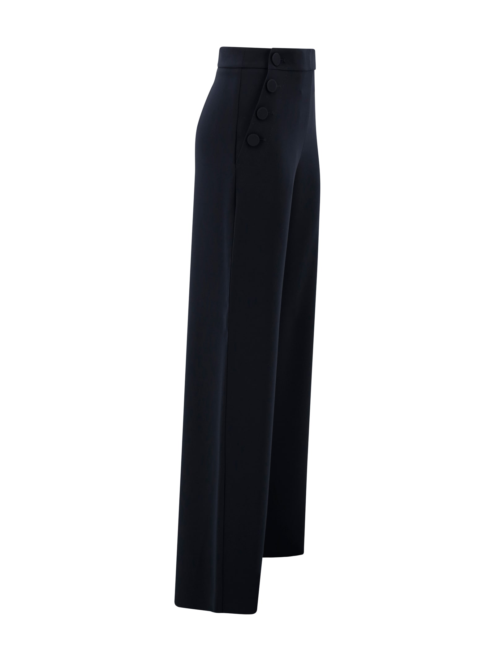 Max Mara Midnight Blue Stretch Cotton Orche Wide-leg Pant In Blue