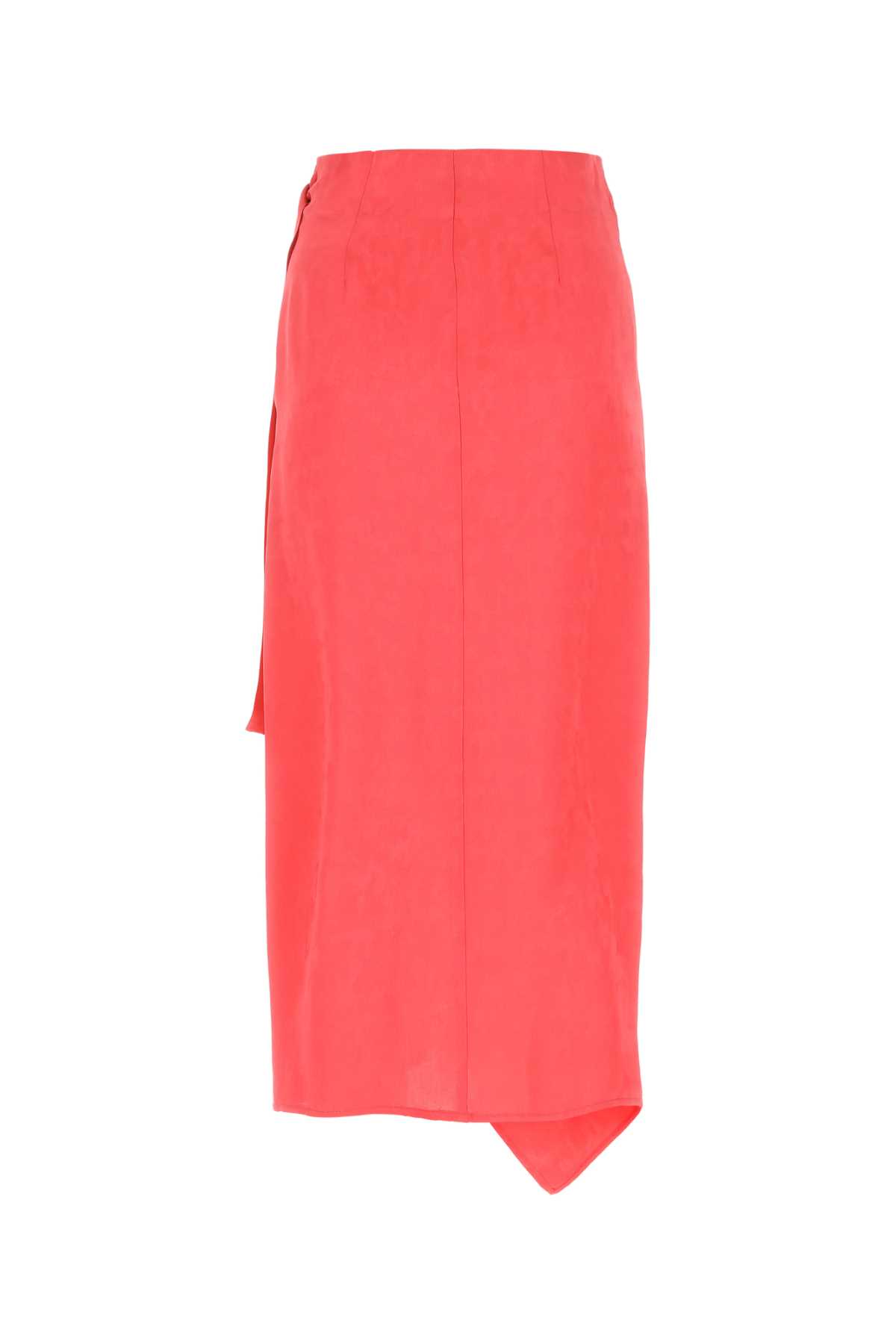 Shop Msgm Coral Satin Skirt In 13