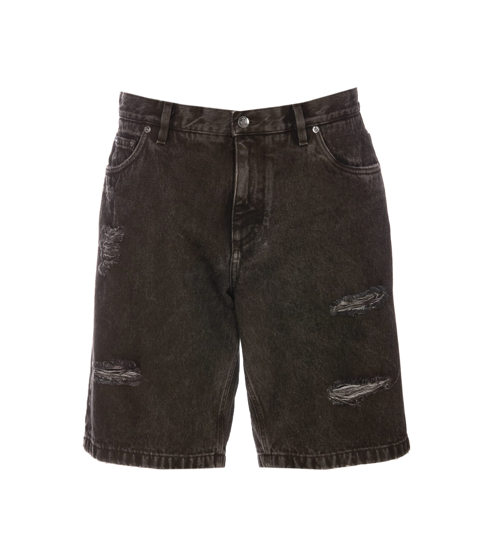 Dolce & Gabbana Denim Shorts With Splits In Black