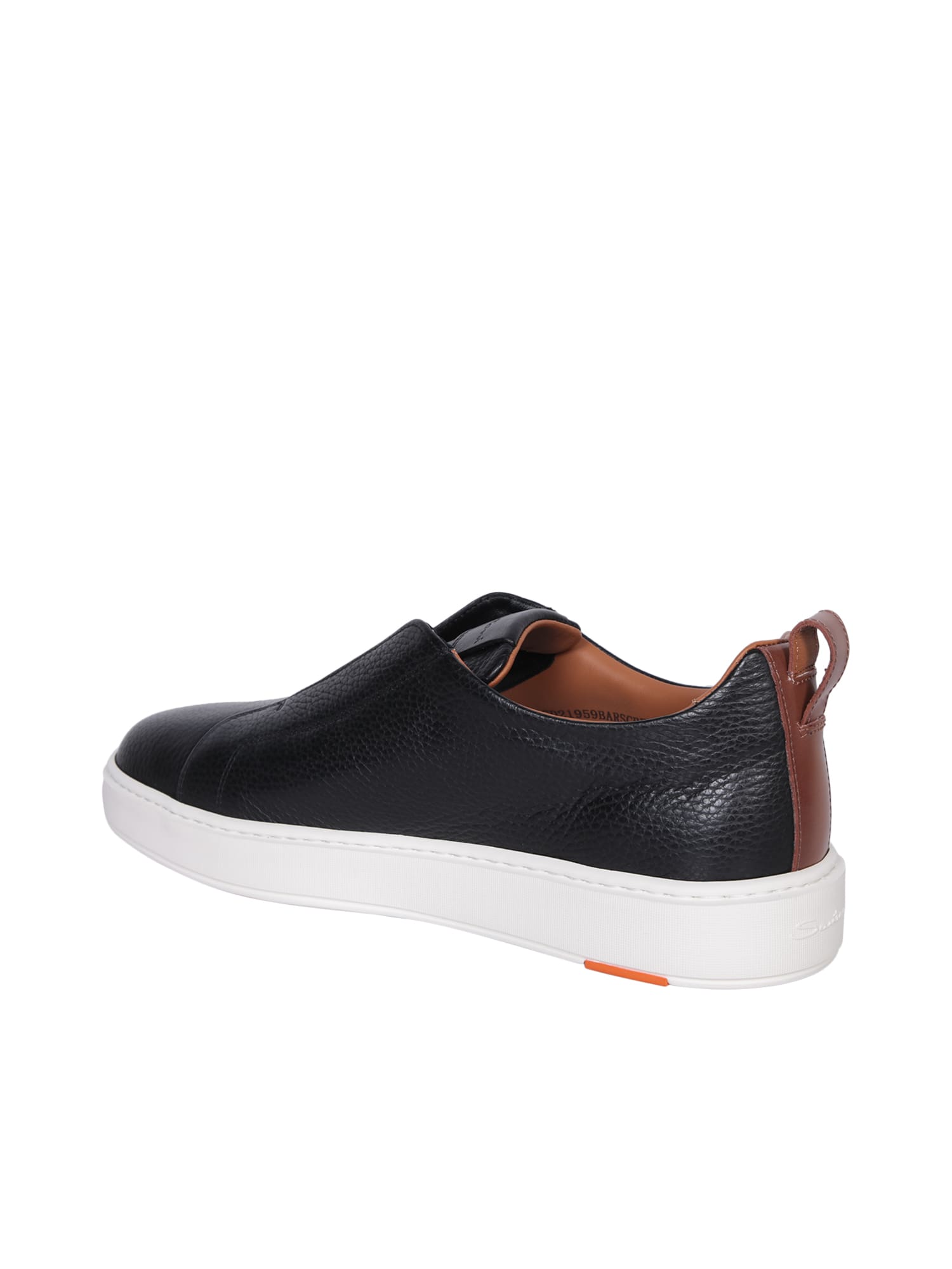Shop Santoni Victor Leather Slip-on Black Sneakers