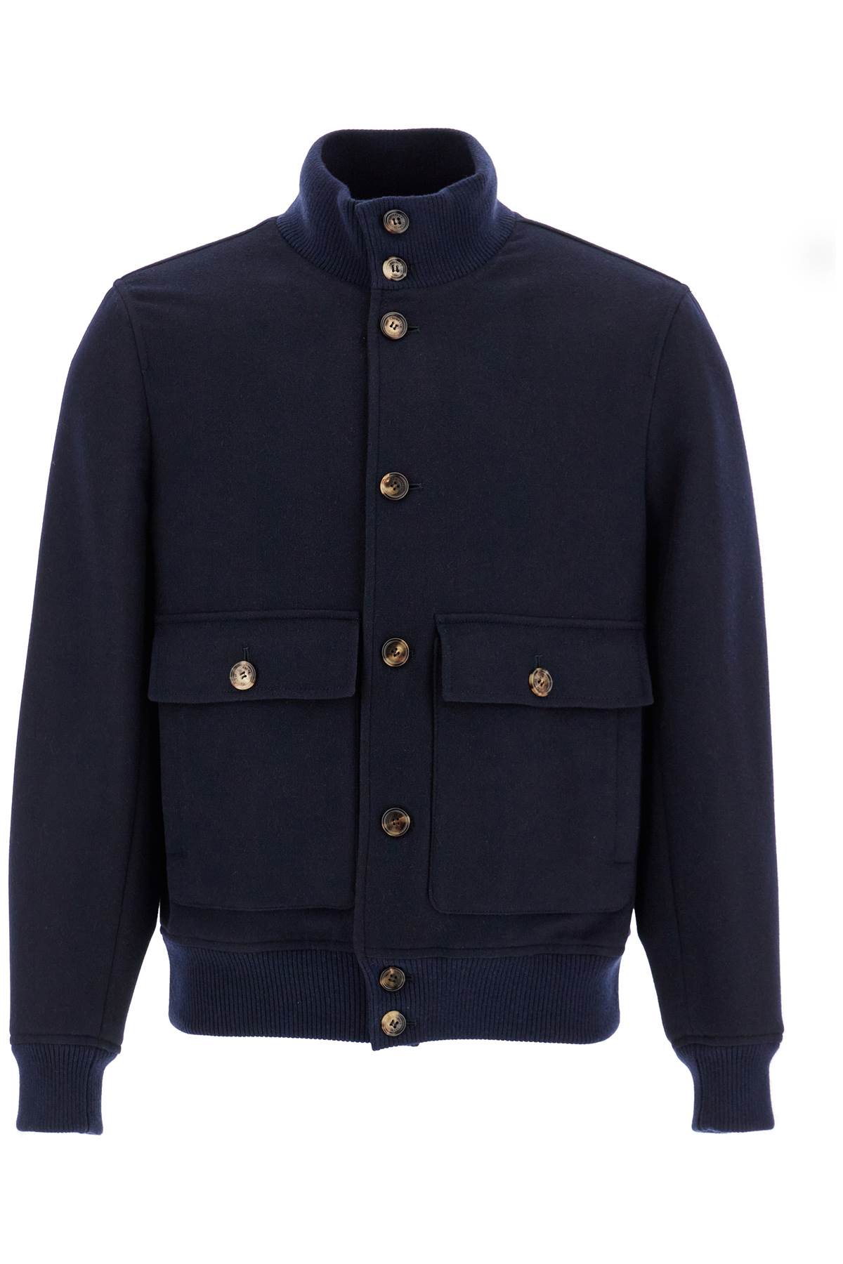 Shop Brunello Cucinelli Beaver Bomber Jacket In Italian In Navy/antracite+rubino+blu (blue)