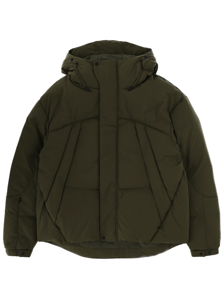 Jg1 Quilted Hooded Jacket Elastic Cuffs In Green