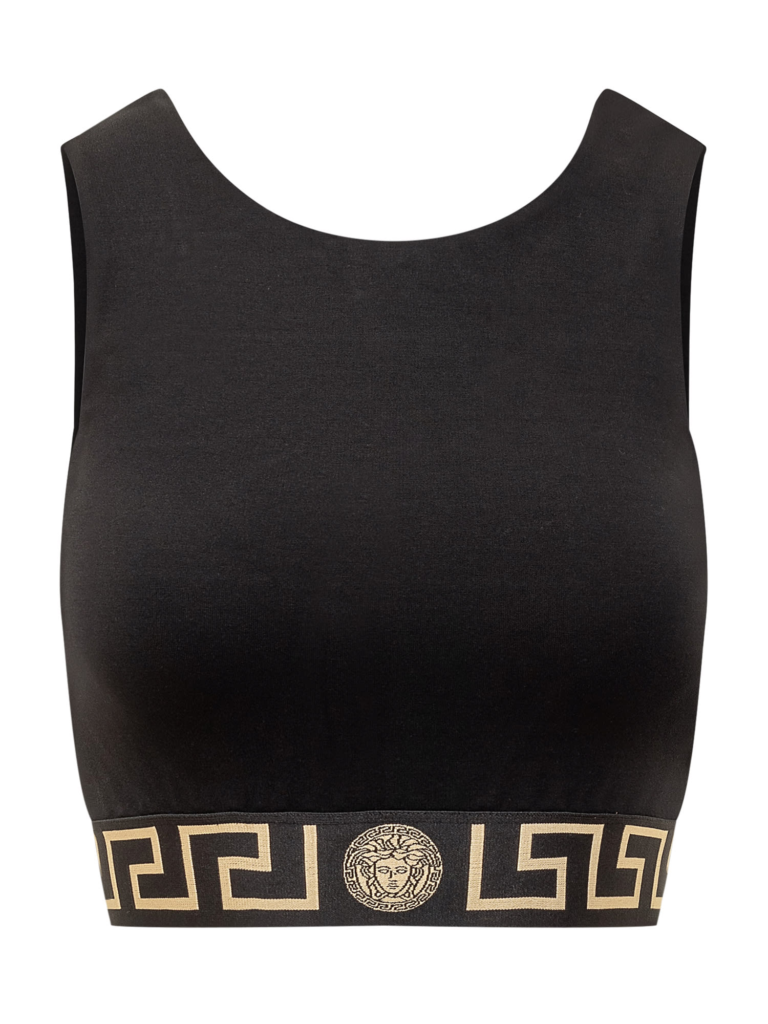 Shop Versace Sports Bra In Black