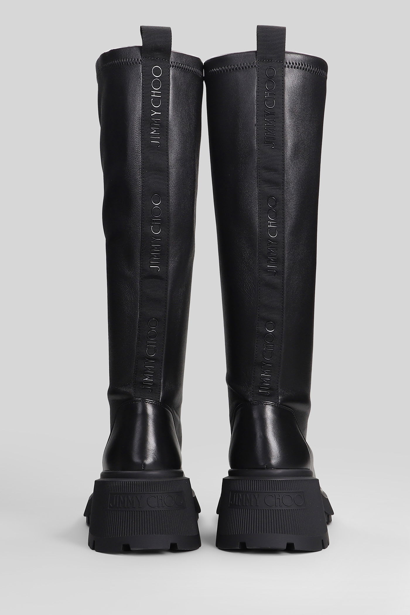 Jimmy Choo Lune Low Heels Boots In Black Leather In Black