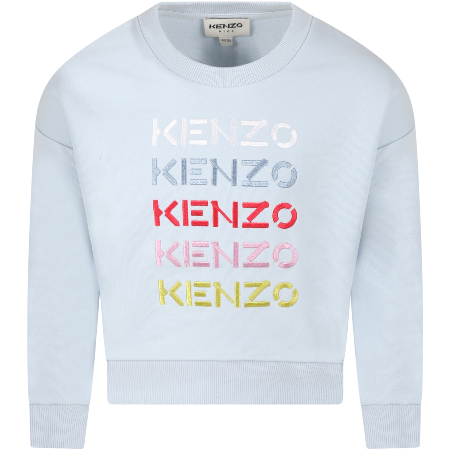 Kenzo Kids Light Blue Sweatshirt For Boy With Logos
