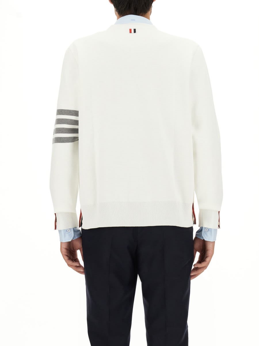 Shop Thom Browne V-neck Cardigan In White