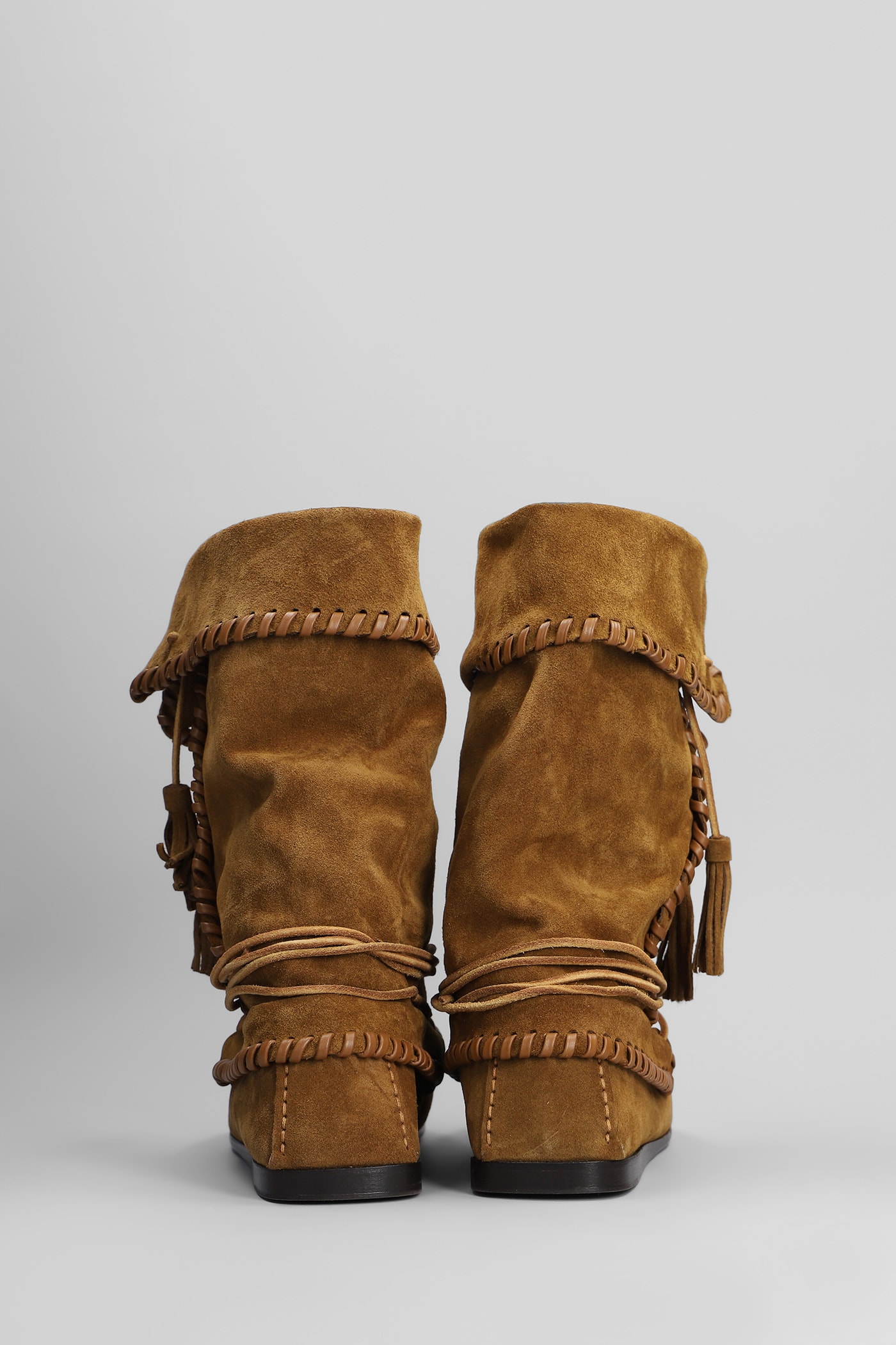 ISABEL MARANT WINKI LOW HEELS BOOTS IN BROWN SUEDE 