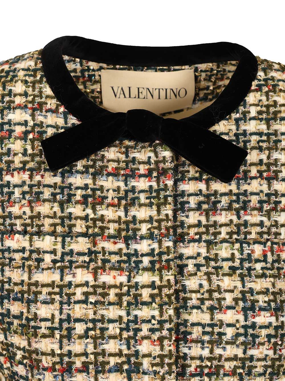 Valentino Velvet Bow Tweed Jacket In Multi