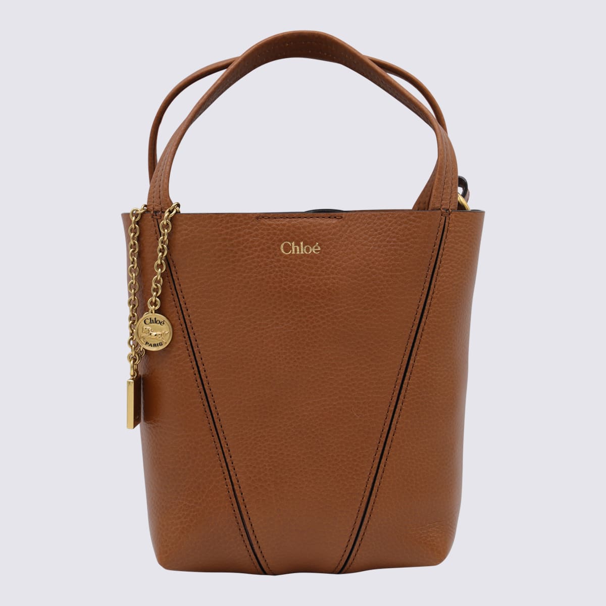 Chloé Clay Brown Leather Spin Tote In Brown
