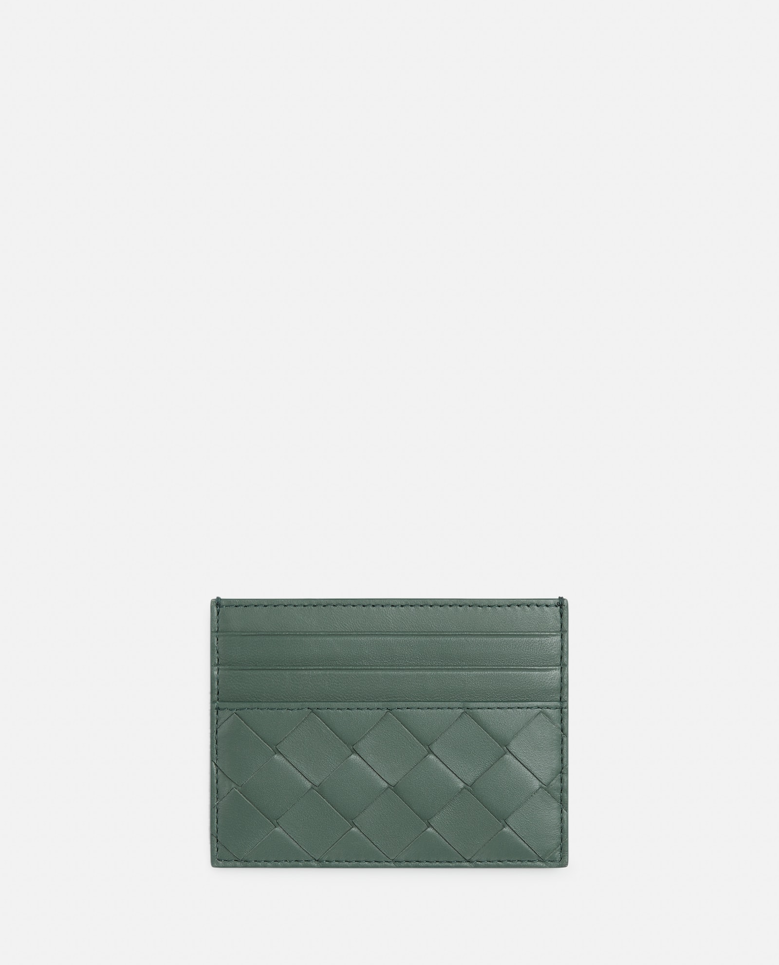 Shop Bottega Veneta Leather Card-holder In Aloe
