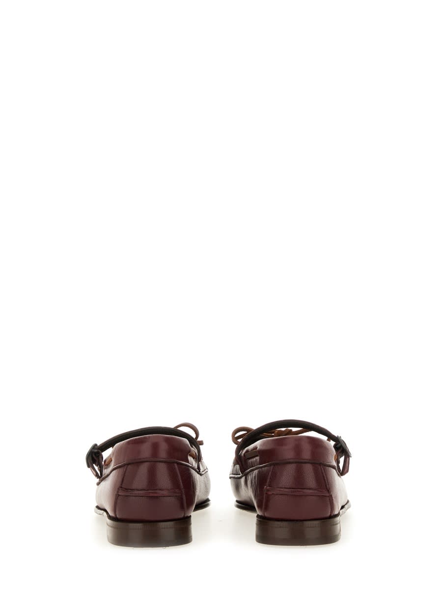 Hereu Moccasin Mary Jane Lorea Supple Shiny In Burgundy