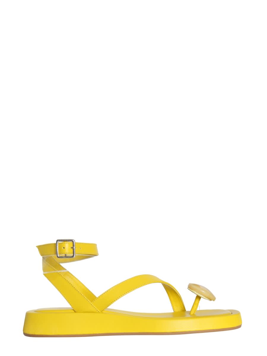 Shop Gia Borghini Rosie 18 Gia/rhw Leather Sandals In Yellow