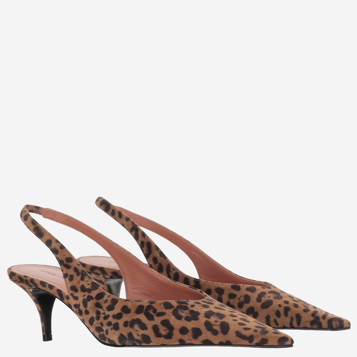 Amina Muaddi Anok Suede Slingback In Animal Print