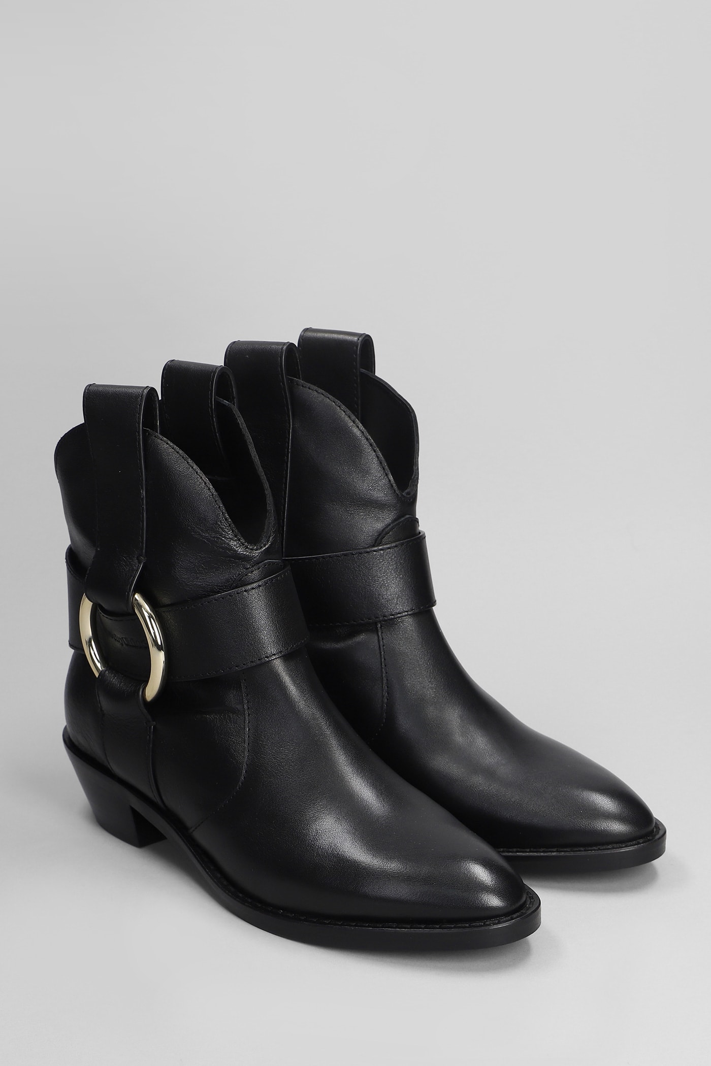 Shop See By Chloé New Ring Line Texan Ankle Boots In Black Leather