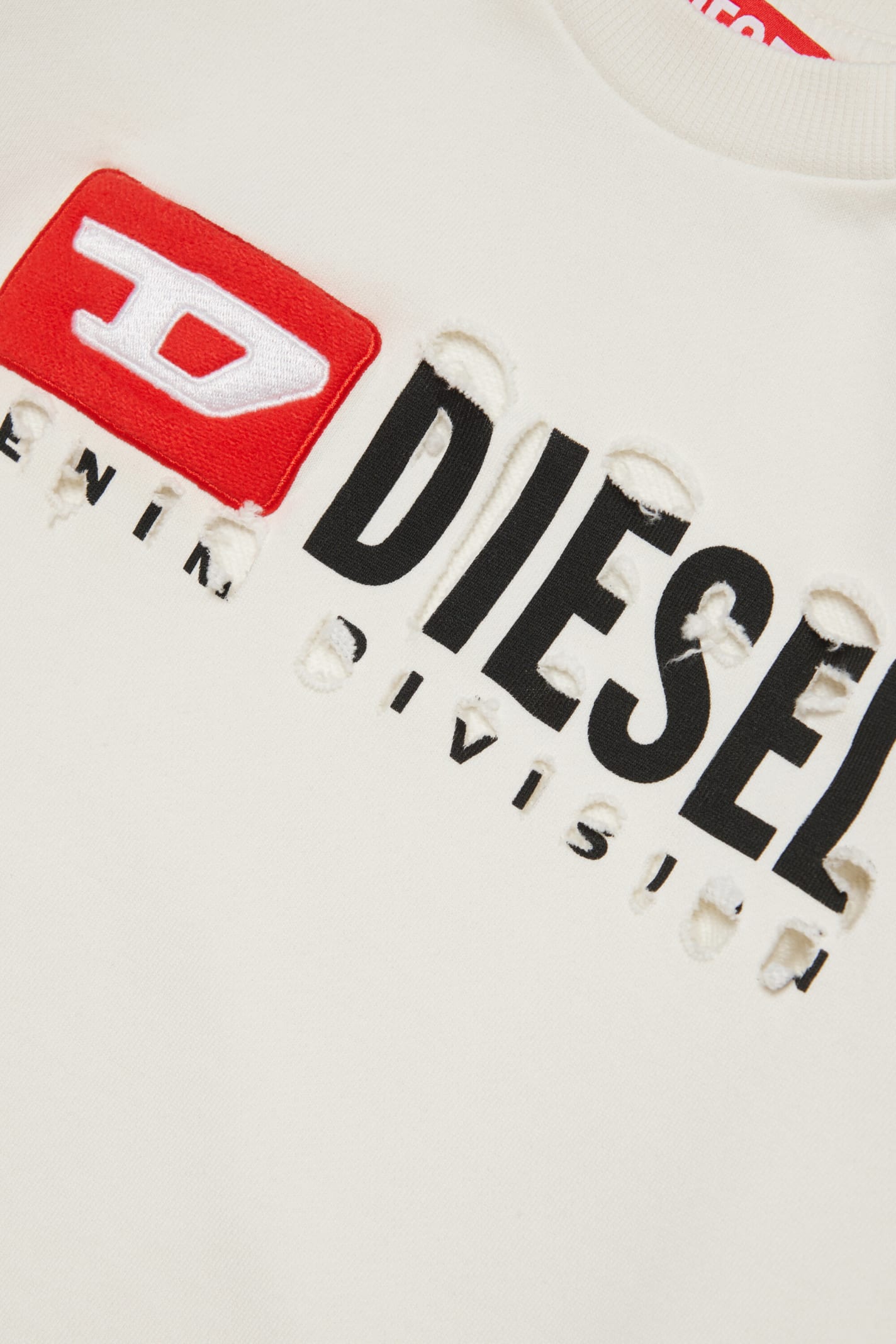 Shop Diesel Smacsdivstroyed Sweat-shirt  Crew-neck Sweatshirt With Logo Breaks In Grey