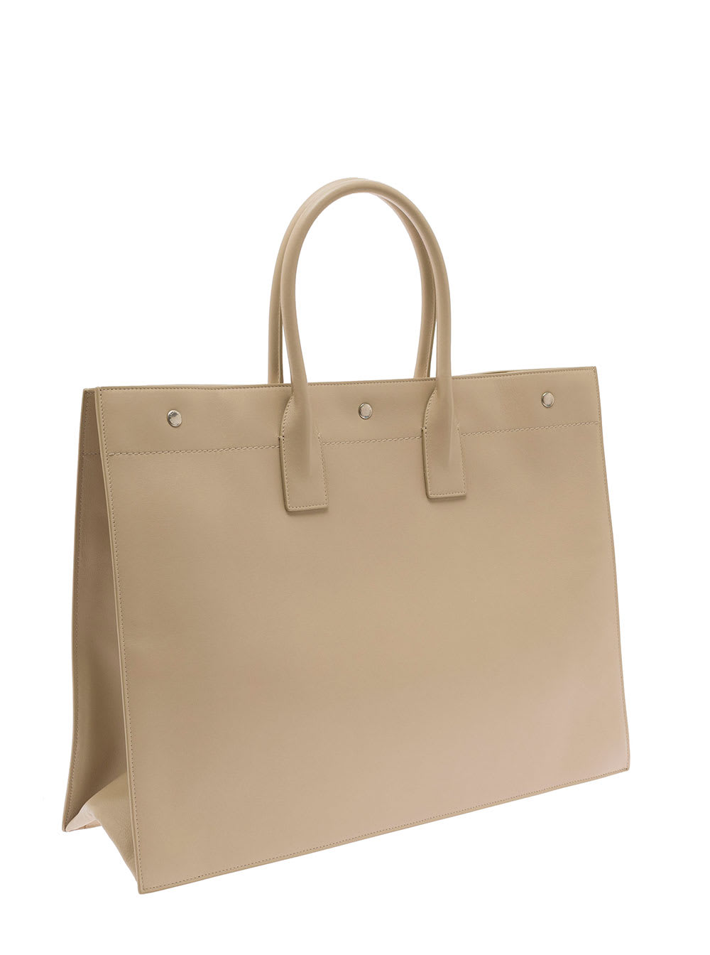 Saint Laurent Rive Gauche Large Tote Bag In Beige Leather Man In Sand