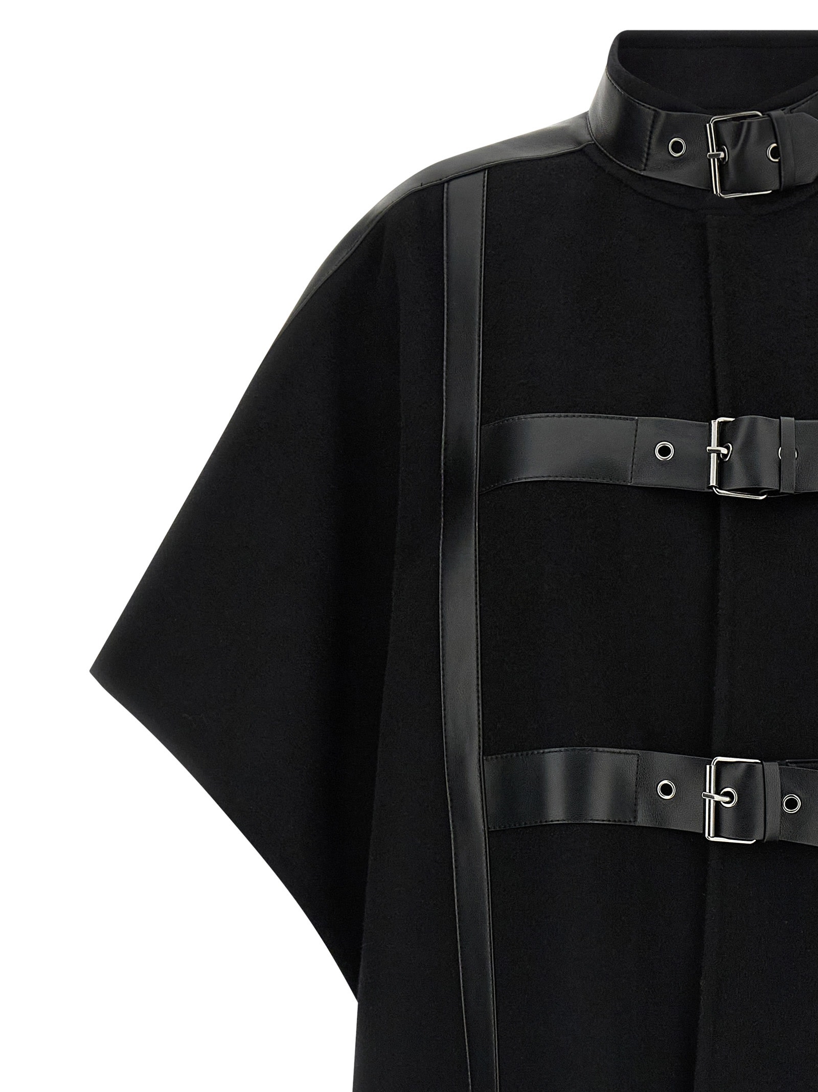 Twinset Buckle-strap Wool-blend Cape In Black