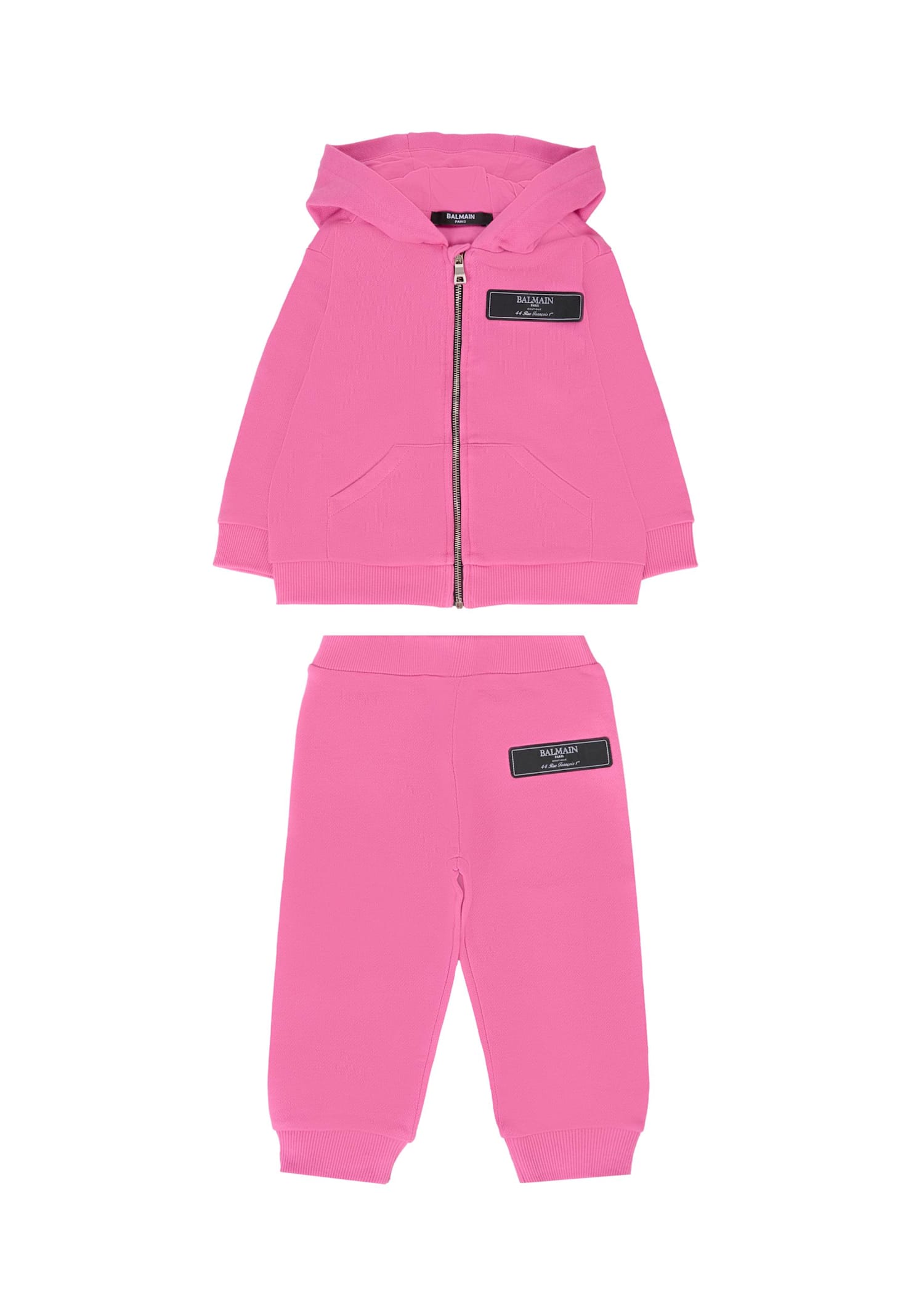 Balmain Fuchsia Suit For Baby Girl With Logo In Pink