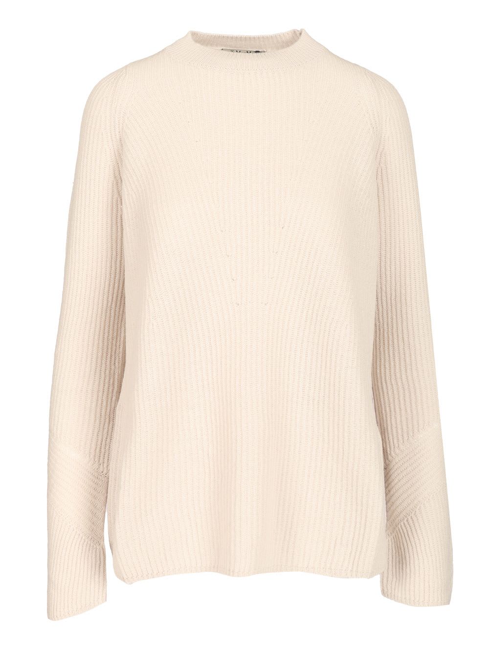 S Max Mara Molveno Crewneck Wool Ribbed Sweater Knitwear White In Multi