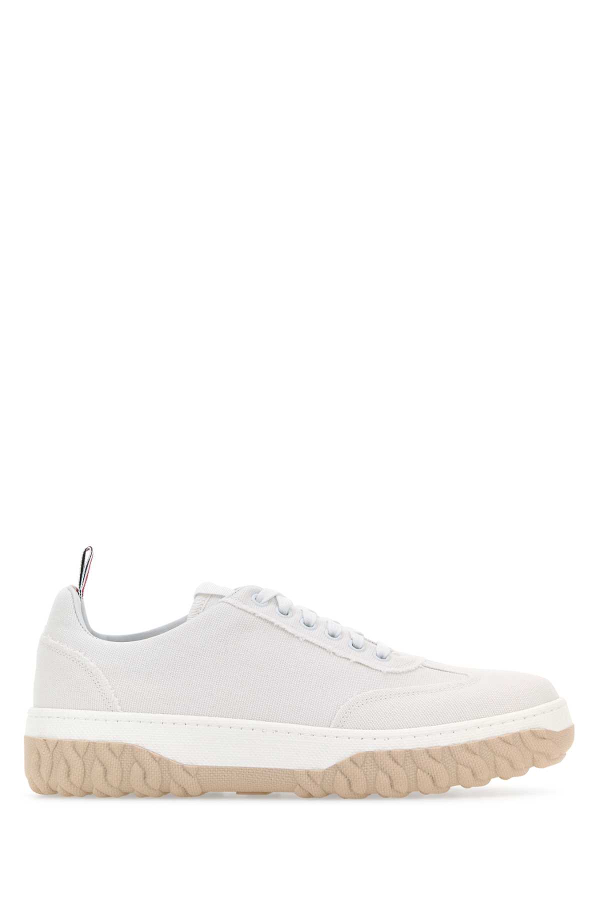 Shop Thom Browne White Canvas Sneakers