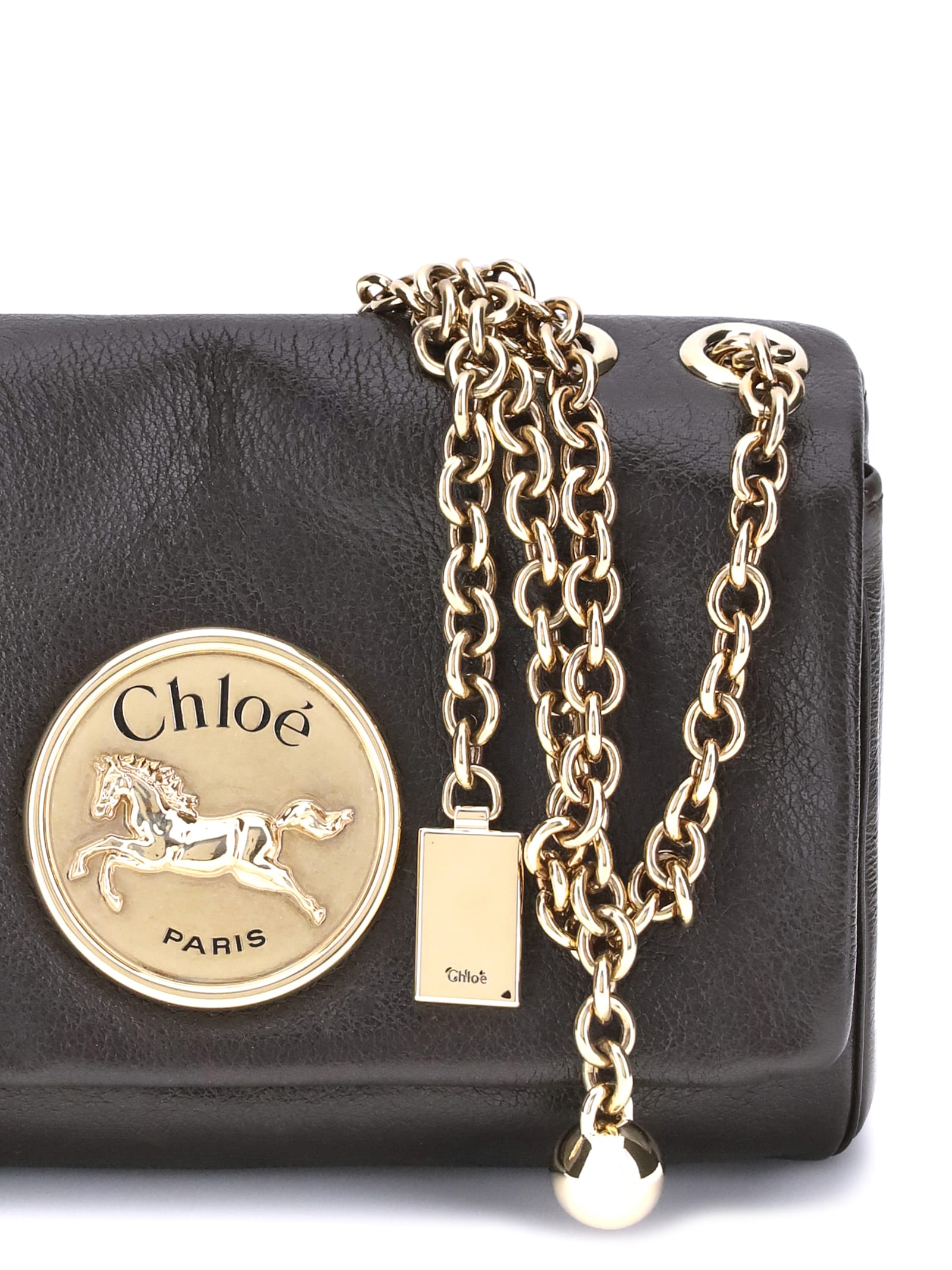 Chloé Chloe Black Leather Heritage Shoulder Bag In Brown