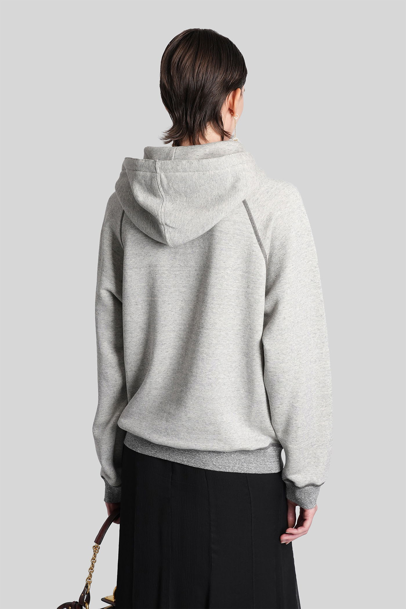 Chloé Cotton Blend Logo Hoodie In Gray