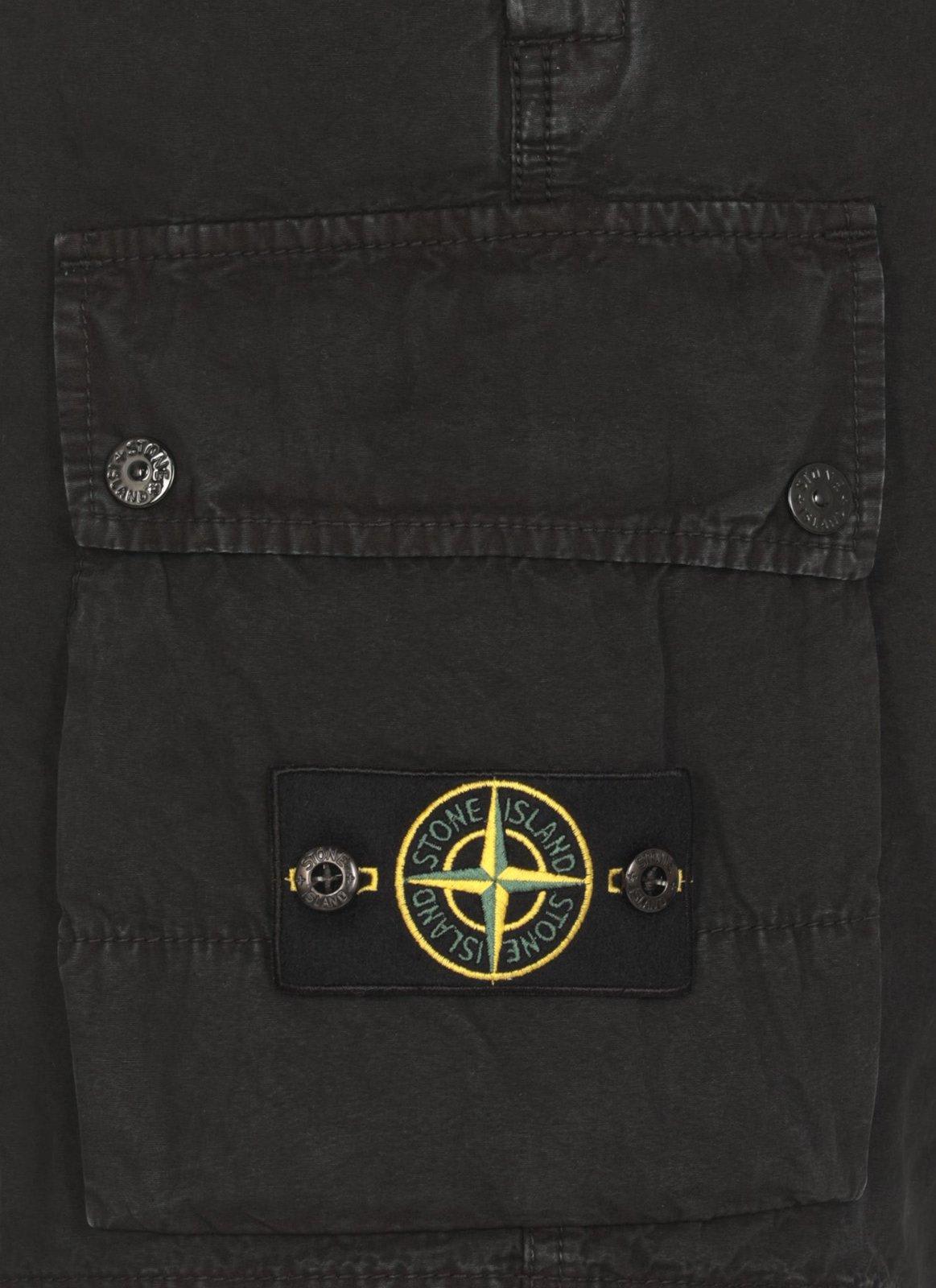 Stone Island Compass Patch Bermuda Shorts In Black
