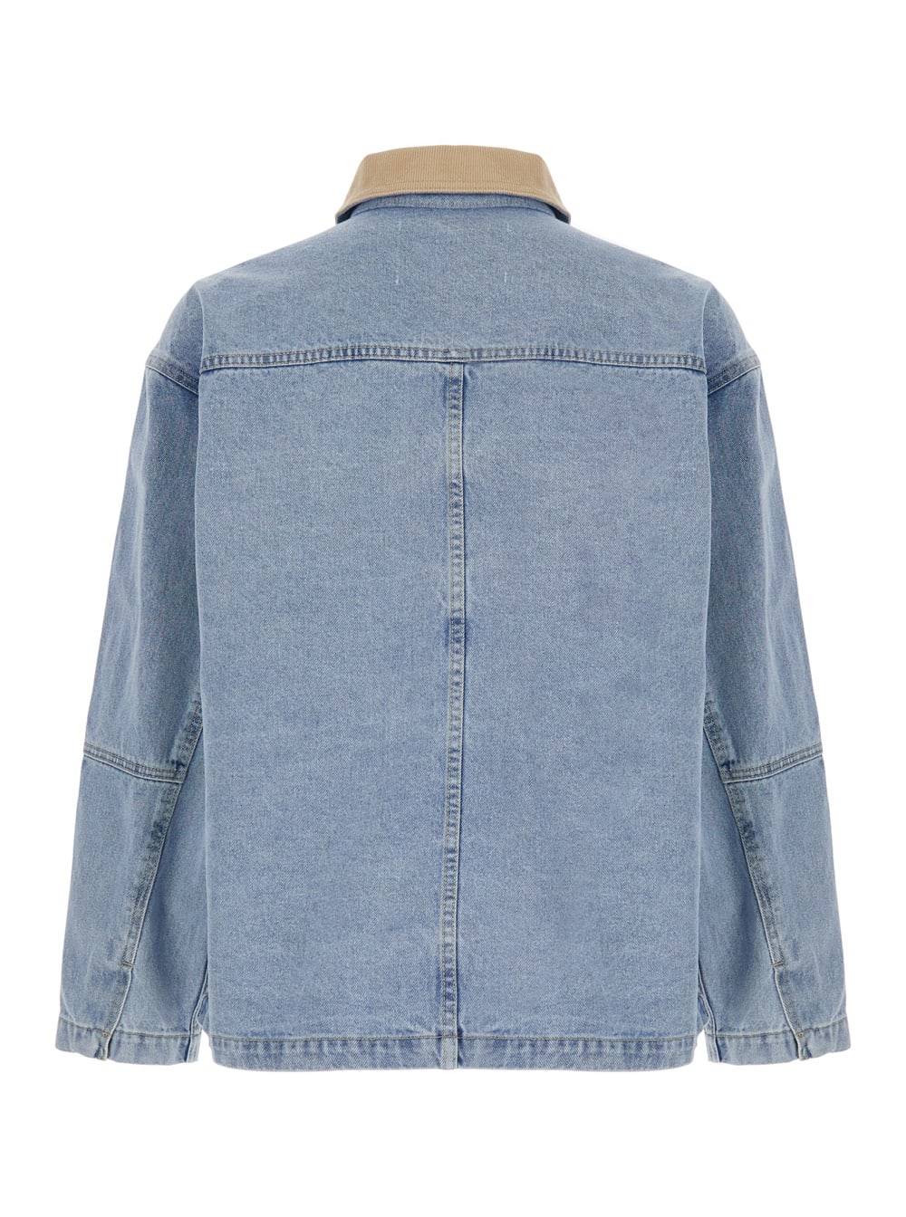 Dunst Light Blue Jacket With Contrast Collar And Patch Pockets On The Chest In Light Blue