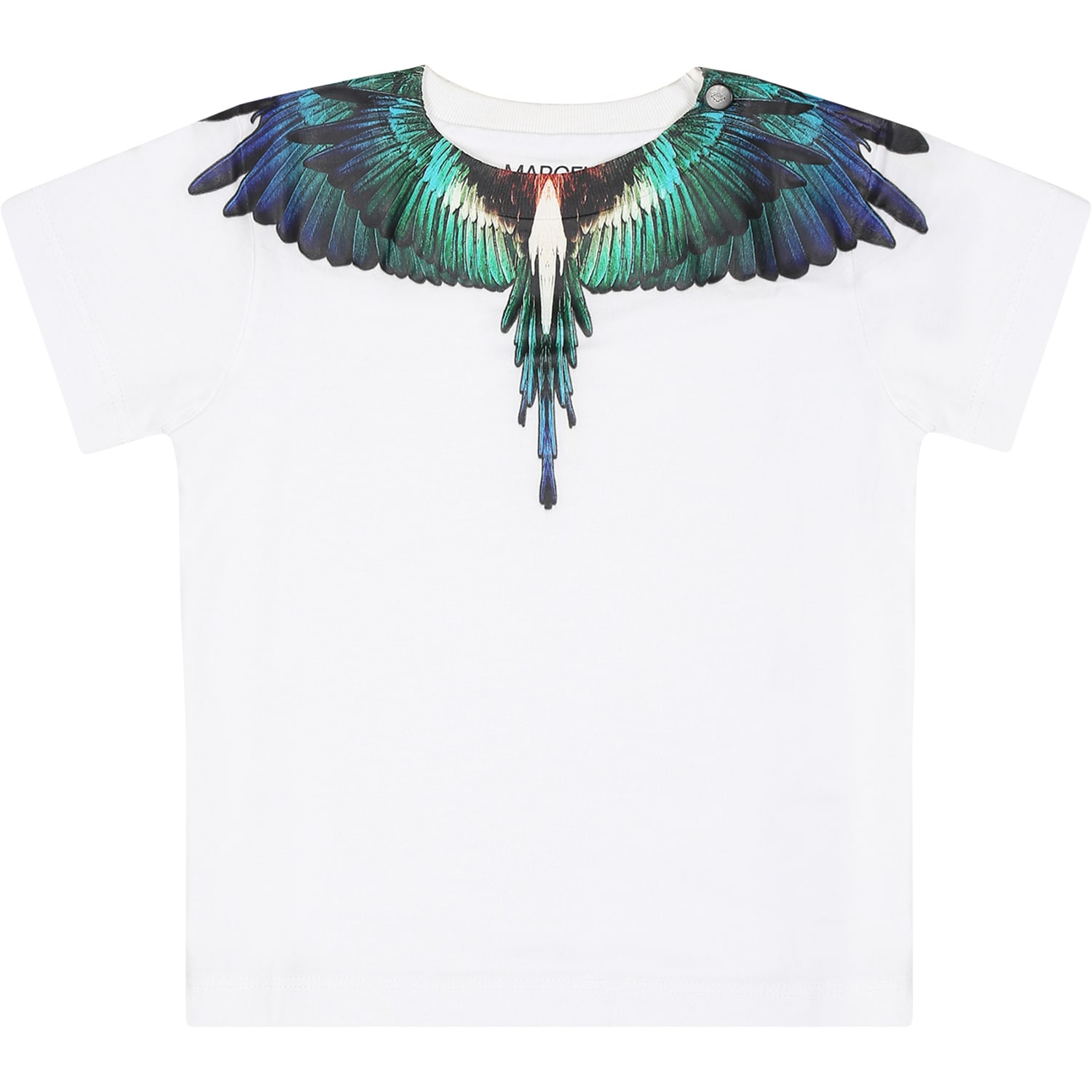 Marcelo Burlon County Of Milan White T-shirt For Baby Boy With Multicolor Wings Print