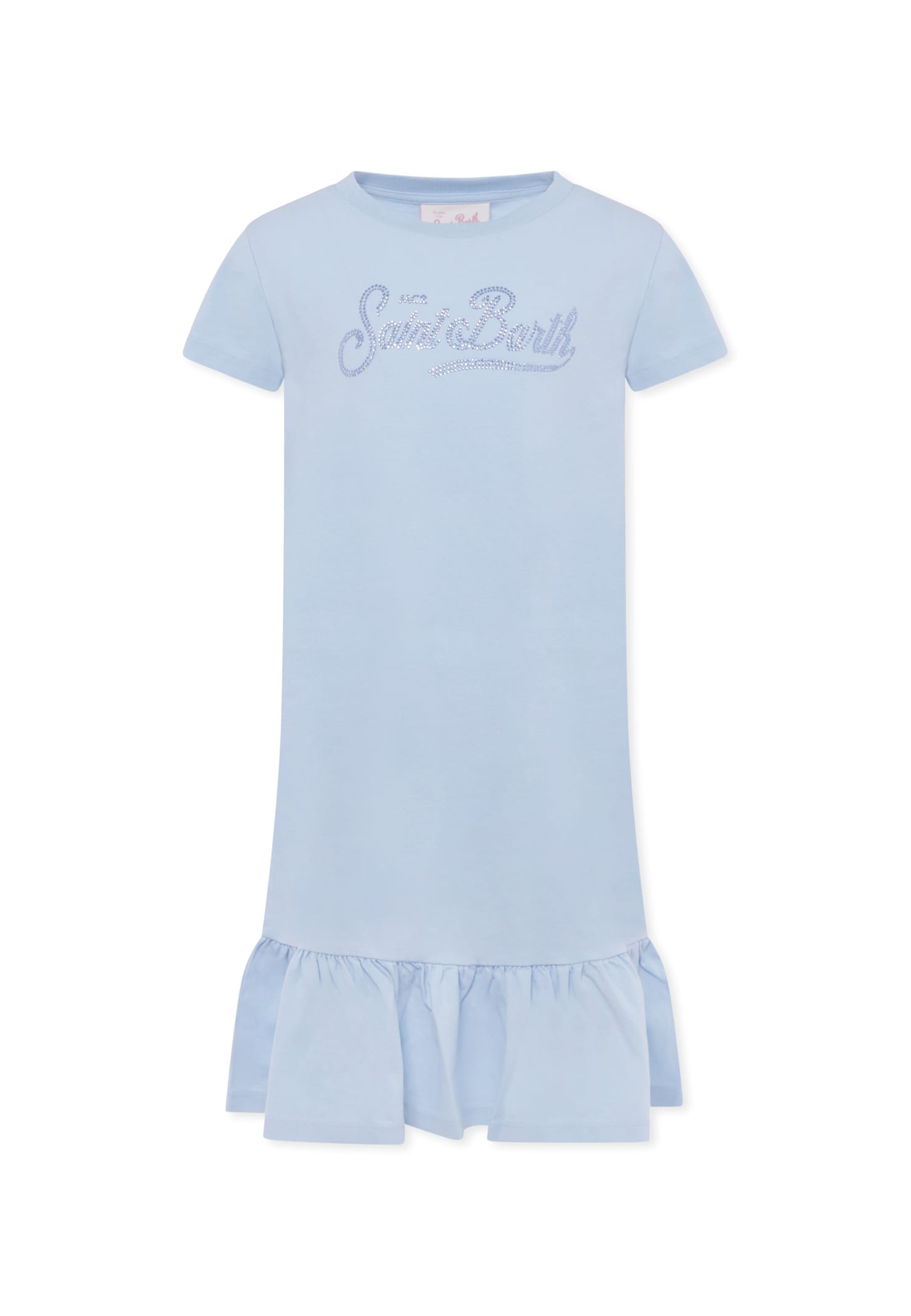 Mc2 Saint Barth Kids' Light Blue Dress For Girl With Logo