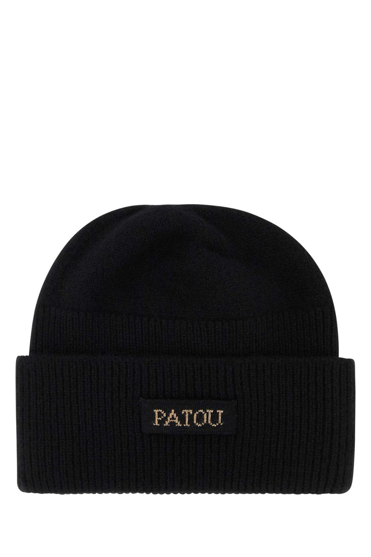 Black Wool Blend Beanie Hat