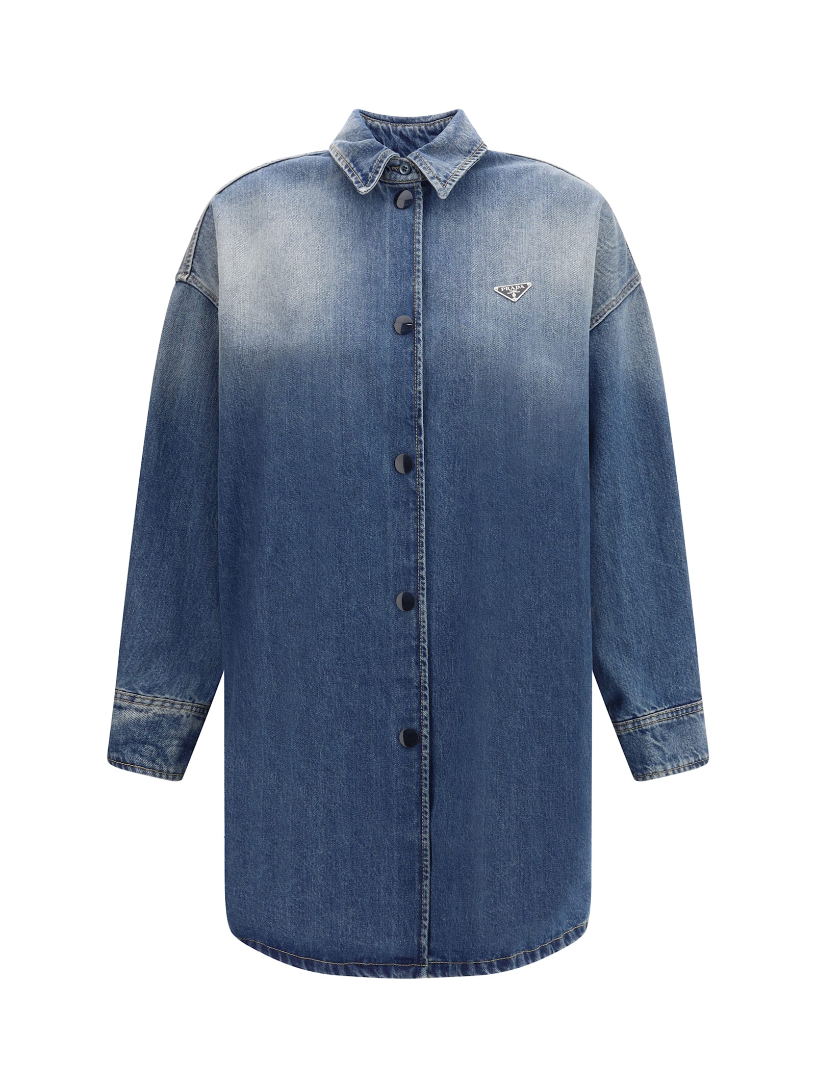 Prada Denim Shirt Jacket In Blue