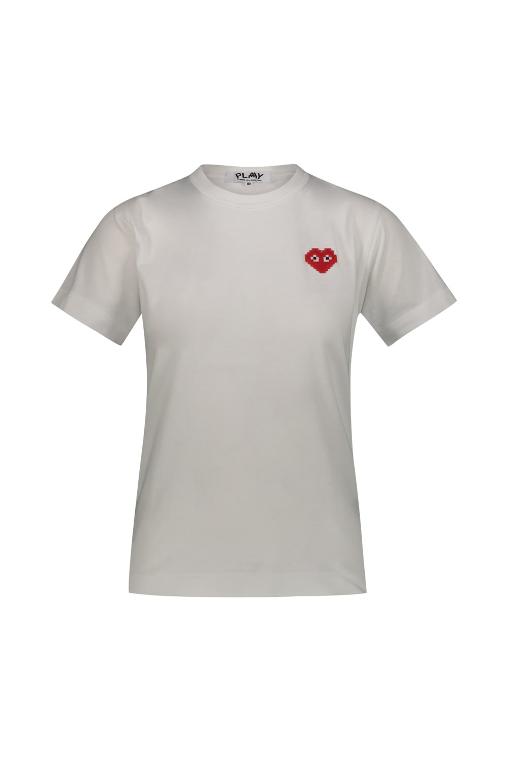 Shop Comme Des Garçons Play T-shirt With Red Pixelated Heart In White