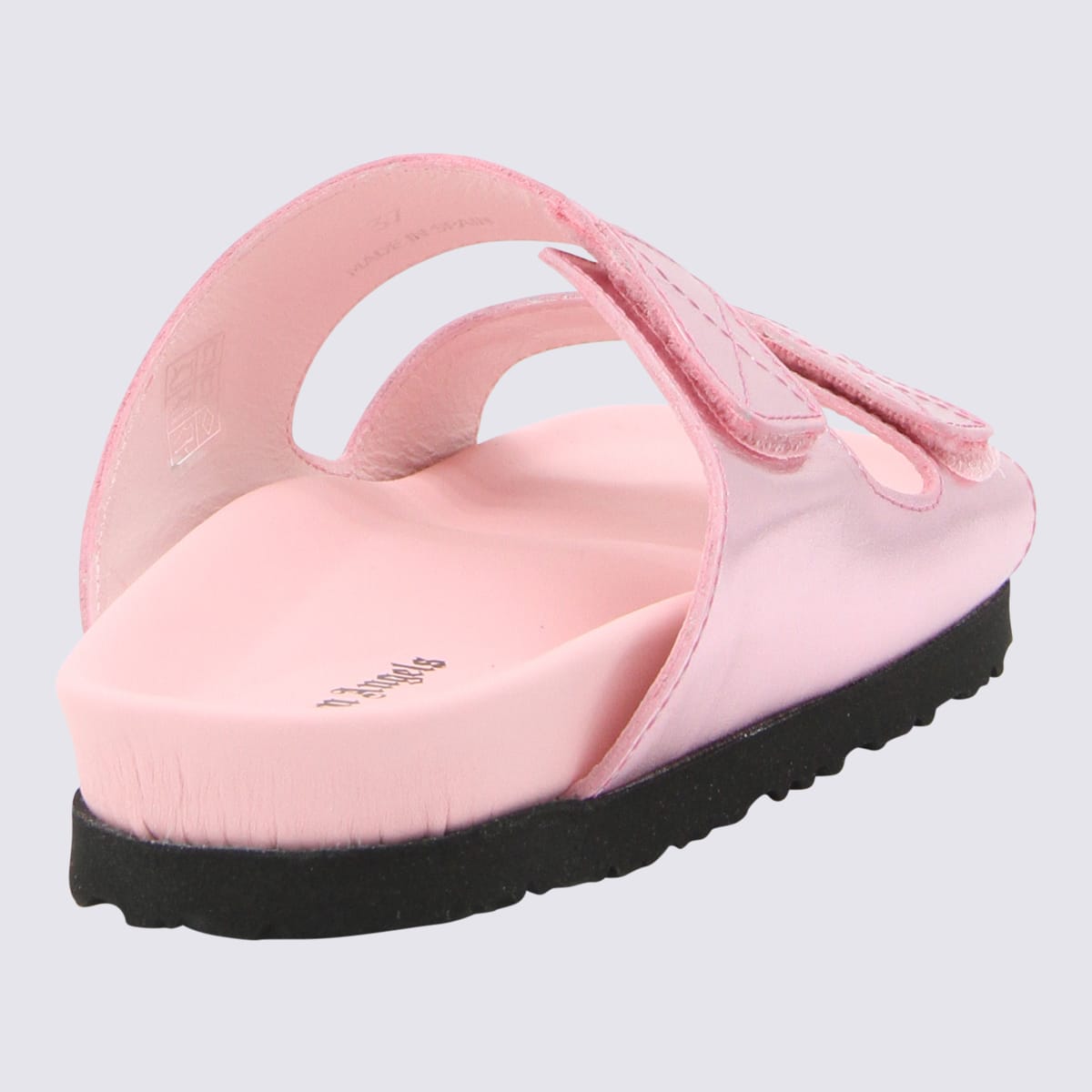 PALM ANGELS PINK LEATHER LOGO SANDALS