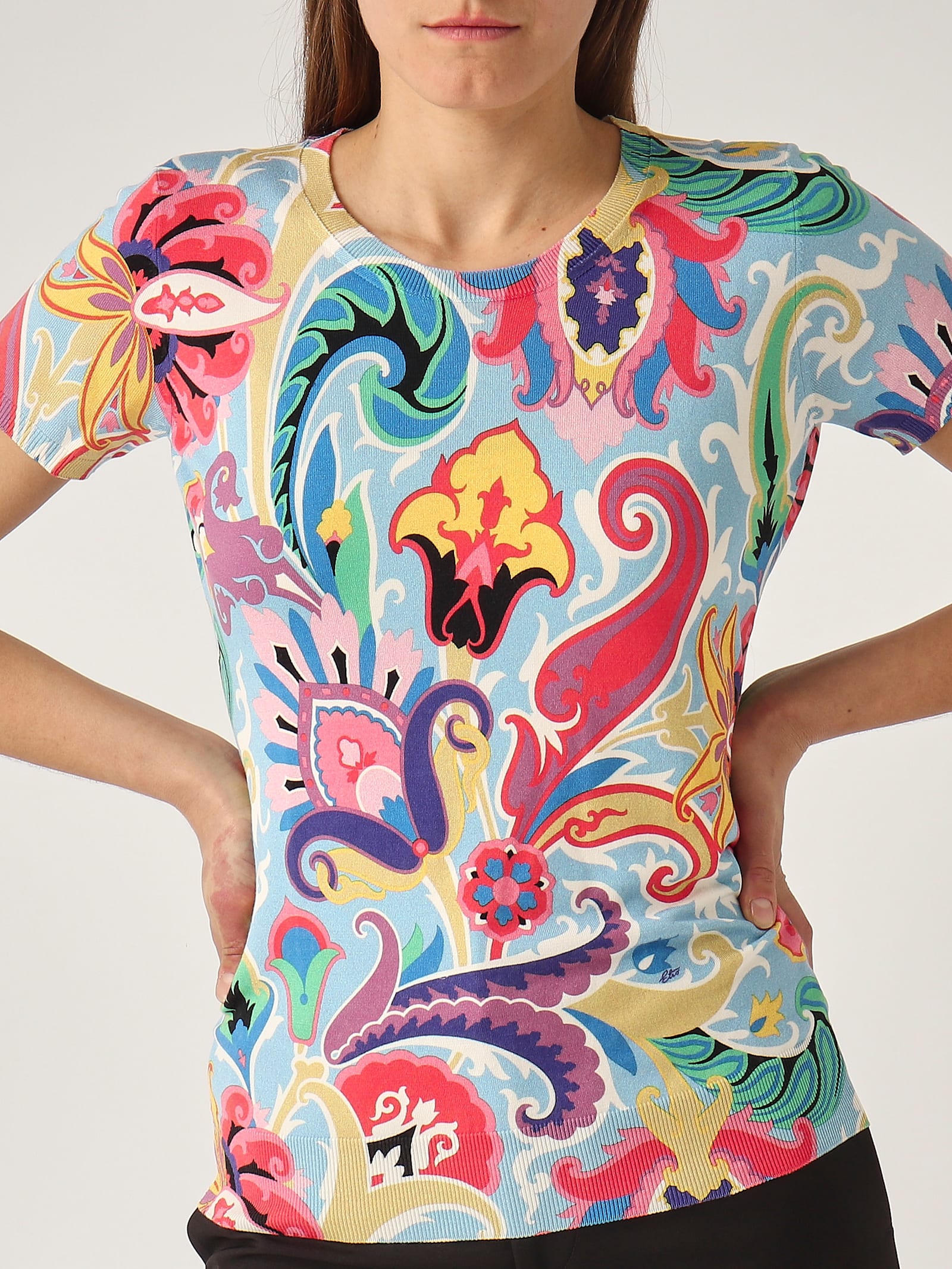 Etro Misto Seta Sweater In Fantasia