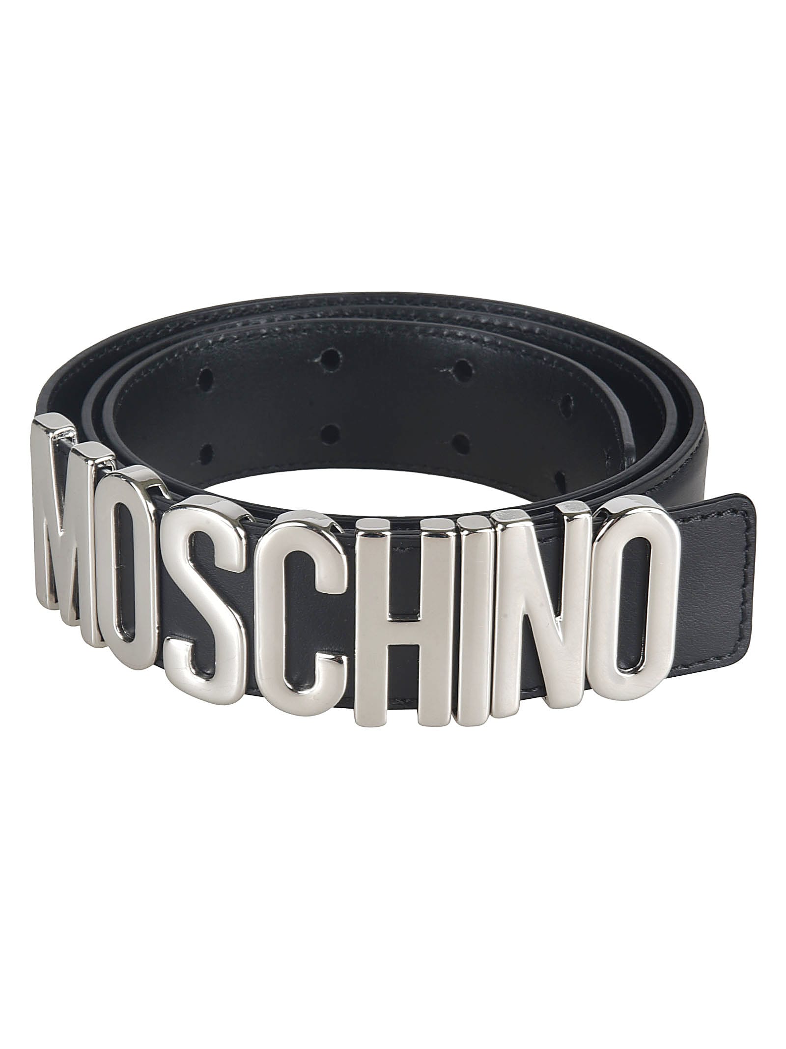 Shop Moschino Logo Plaque Belt In Scuro