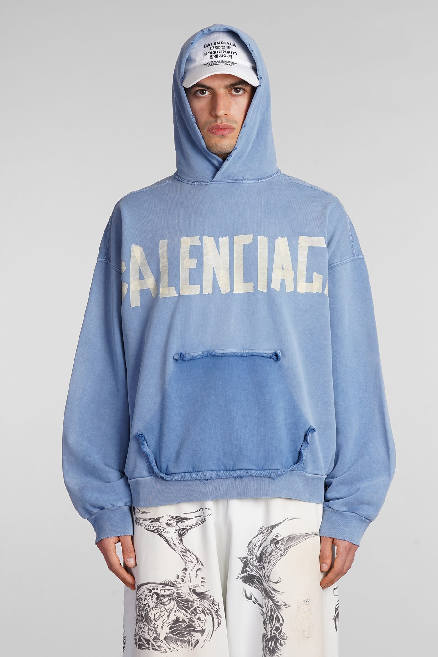 Shop Balenciaga Sweatshirt In Cyan Cotton