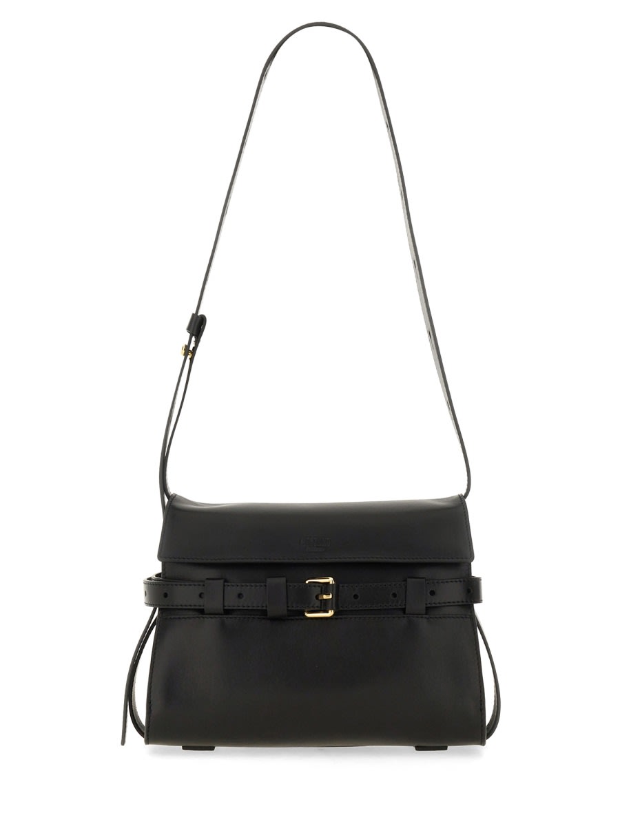 Shop Moschino Tie Me Shoulder Bag In Black