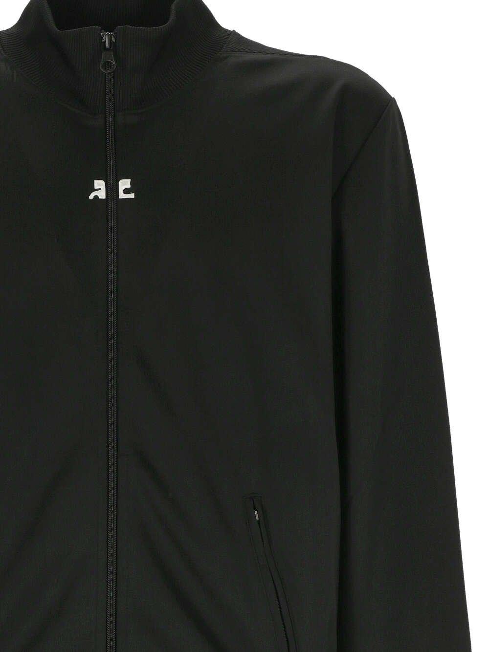 Shop Courrèges Logo Embroidered Zip-up Tracksuit Jacket In Black