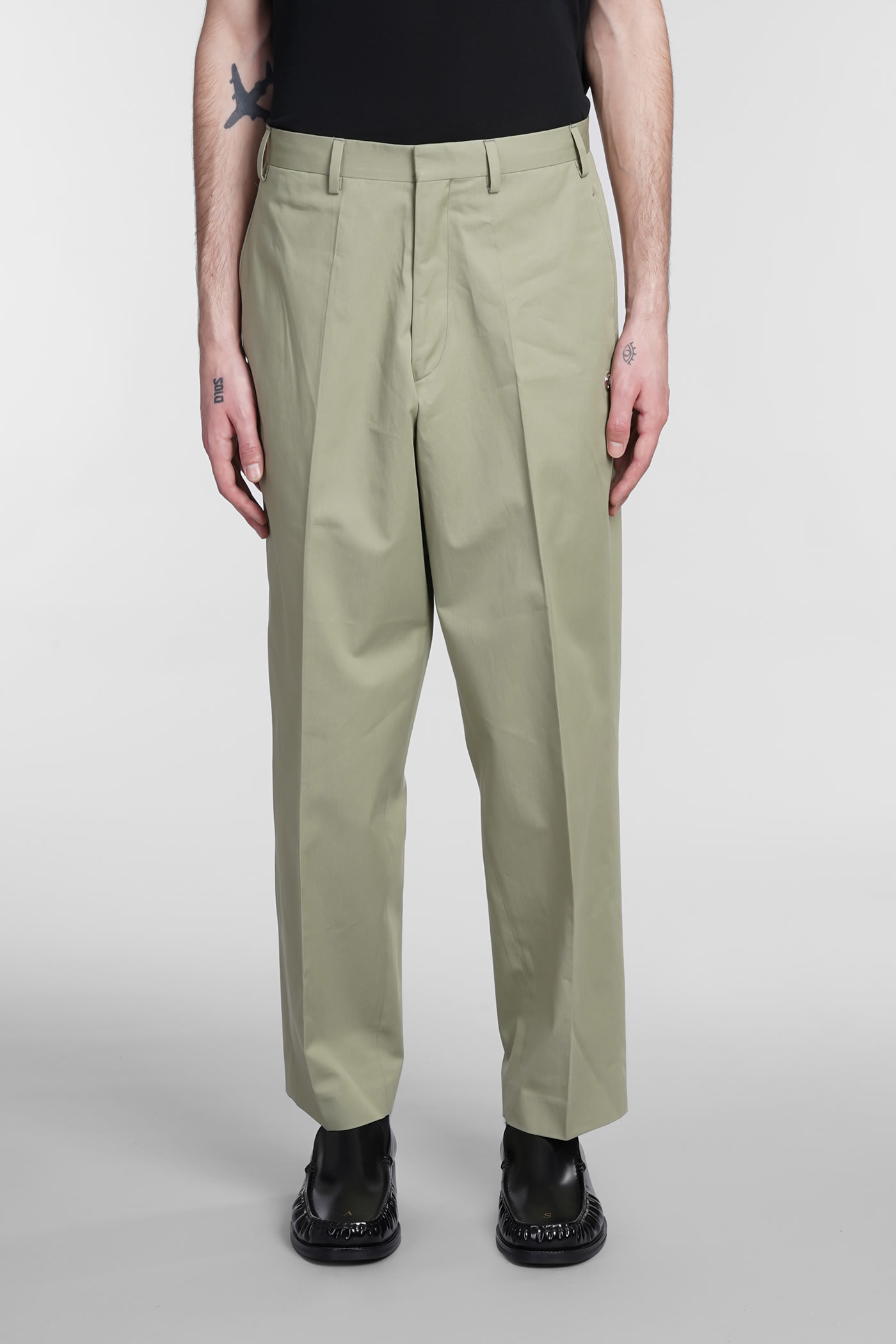 ETUDES STUDIO PANTS IN GREEN COTTON