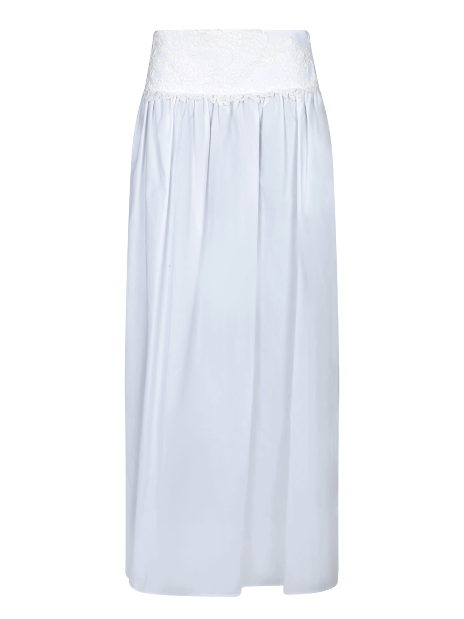 White Poplin Long Skirt