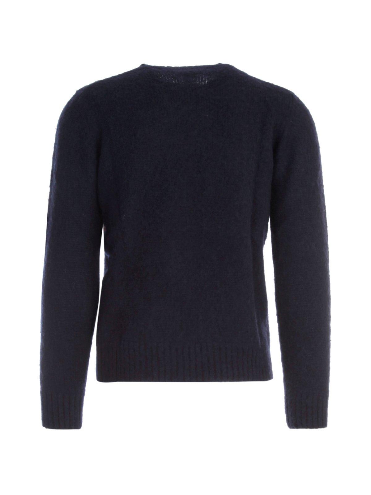 Shop Aspesi Crewneck Knitted Sweater In Navy