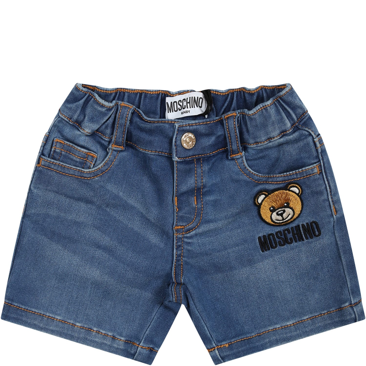 Moschino Kids' Denim Shorts For Baby Boy With Teddy Bear