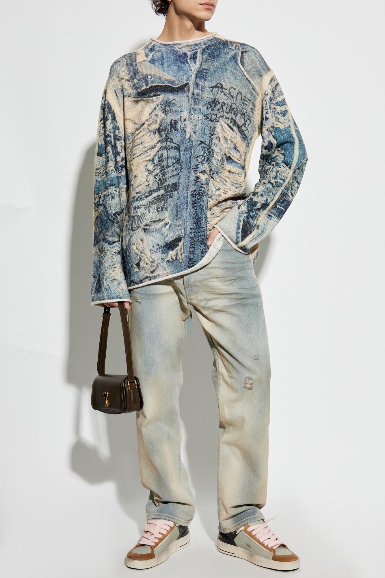 Acne Studios Blue Printed Sweater In Blue