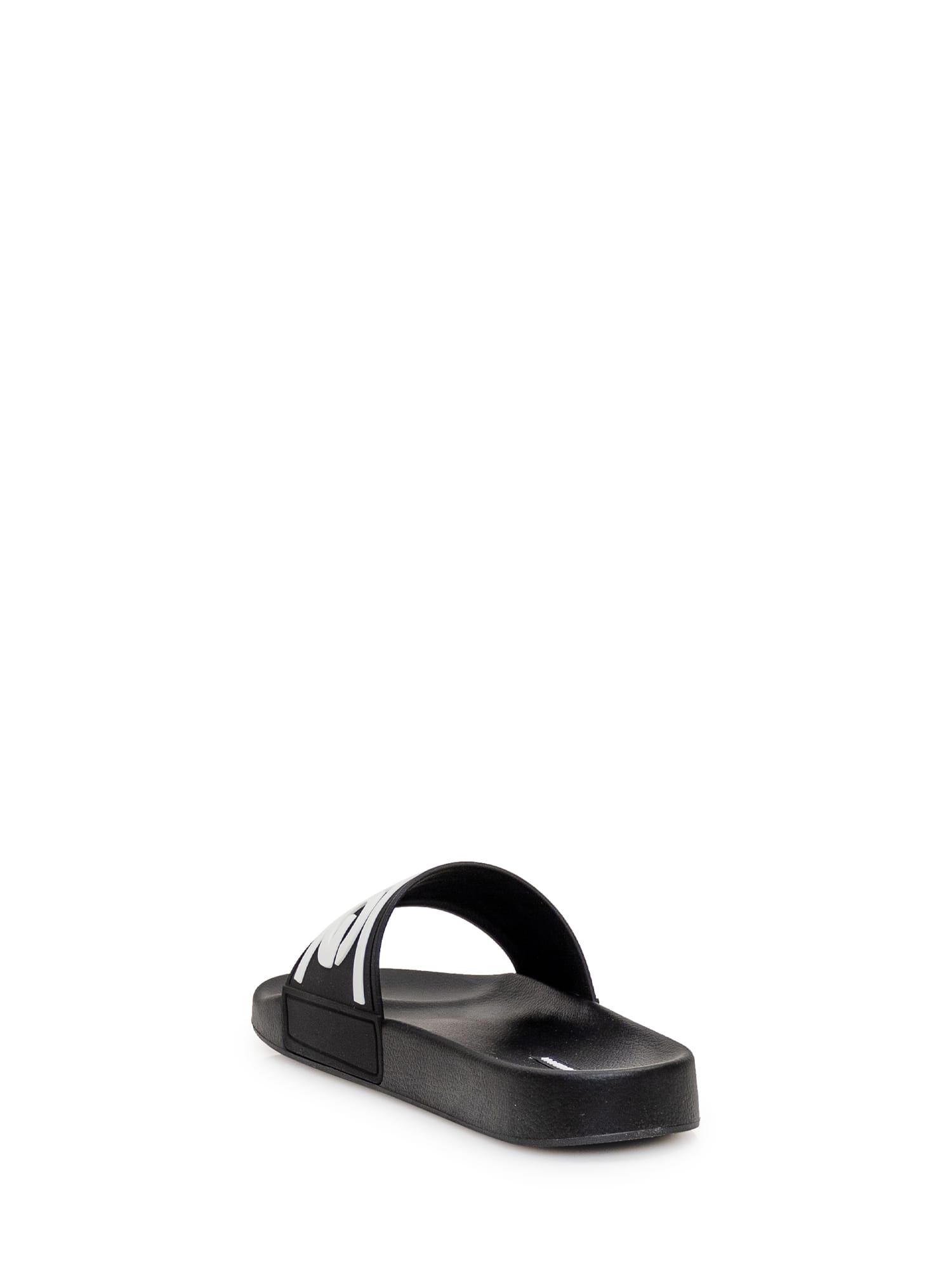 Shop Dolce & Gabbana Beachwear Slipper With Logo In Nero/bianco
