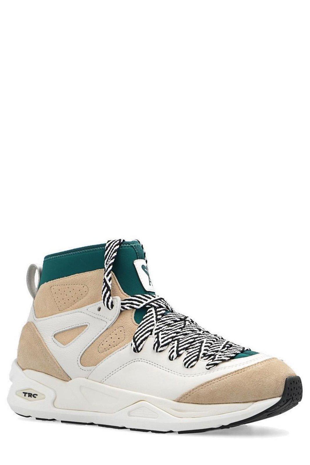 Shop Puma X Ami Trc Blaze Mid Lace-up Sneakers In White