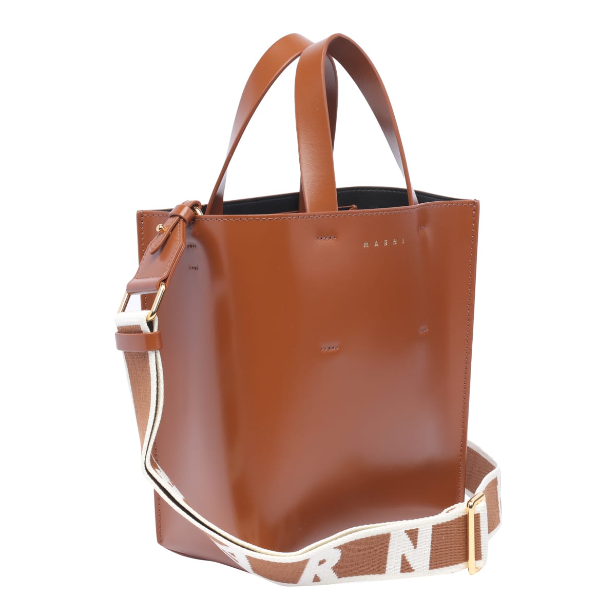 Shop Marni Museo Bag Leather Mini In Brown