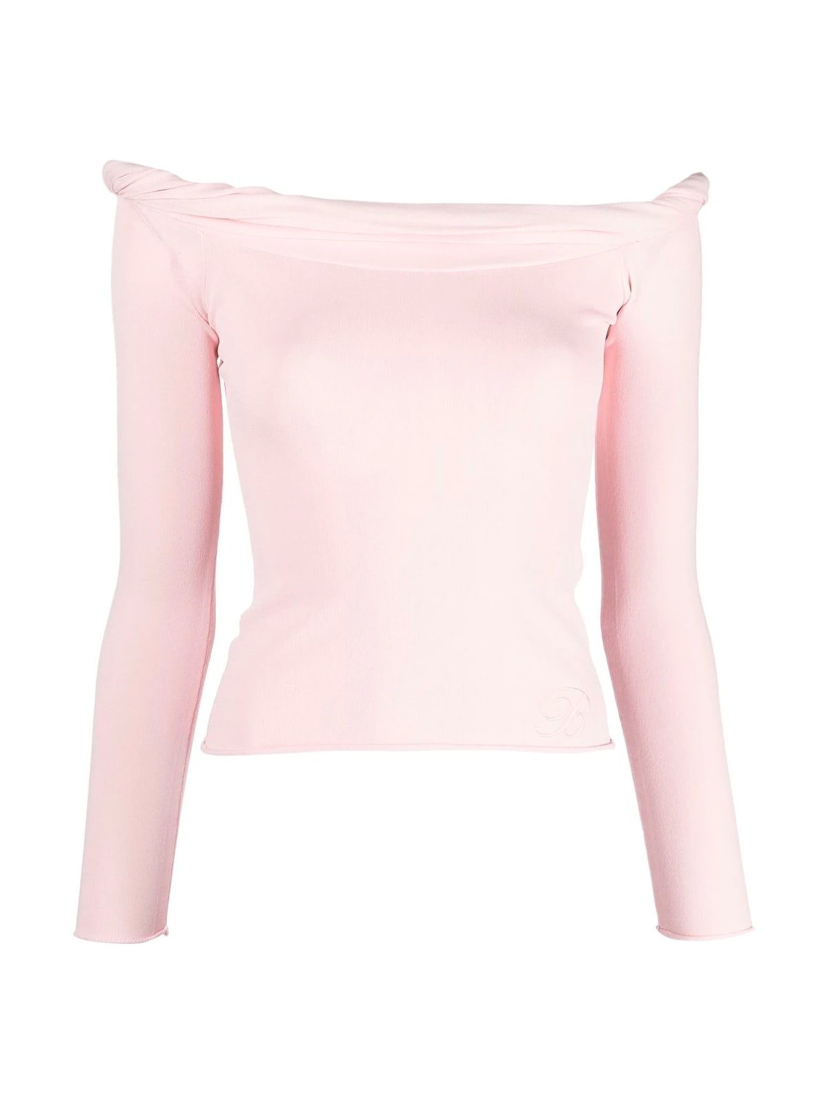 Blumarine Off-shoulder Knit Top In Pink